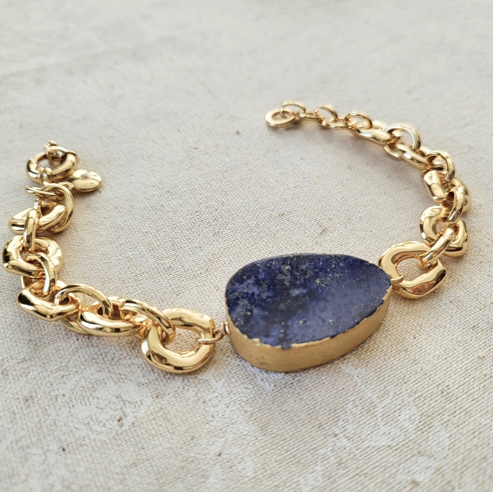 Lapis Focal Jcrew Gold Chain Bracelet